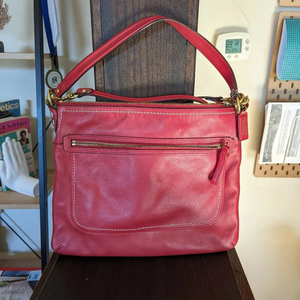 COACH RED LEATHER CROSS BODY - Picture 1 of 7
